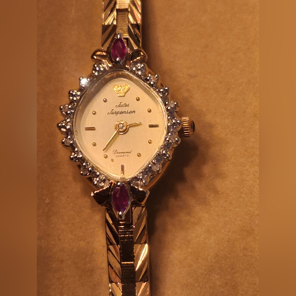 NWT RARE Jules Jurgensen Diamond Quartz Ladies Ruby & Diamond Watch - Picture 5 of 13